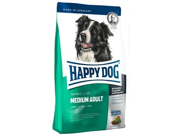 Сухой корм Happy Dog Supreme Fit & Well Medium Adult для взрослых собак средних пород с птицей и лососем 12,5 кг