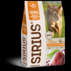 Сухой корм SIRIUS для стерилизованных кошек УТКА И КЛЮКВА 10 кг