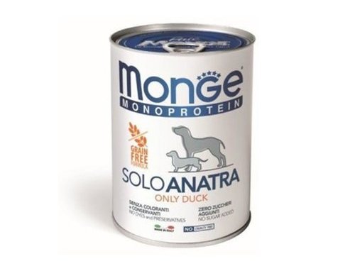 MONGE DOG MONOPROTEICO SOLO DUCK Влажный корм Паштет Монж Монопротеиновый для взрослых собак Утка (цена за упаковку) 400 гр х 24 шт