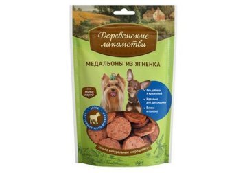 ДЕРЕВЕНСКИЕ ЛАКОМСТВА Медальоны из Ягненка для собак Мини пород 55 гр