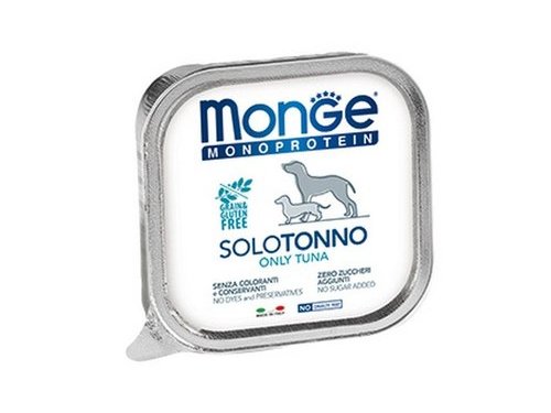 MONGE DOG MONOPROTEICO SOLO TUNA Влажный корм Паштет Монж Монопротеиновый для взрослых собак Тунец (цена за упаковку) 150 гр 24 шт