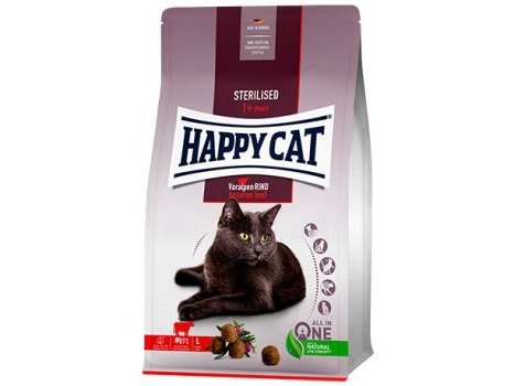 Сухой корм HAPPY CAT ADULT STERILISED VORALPEN RIND  Хэппи Кэт для Стерилизованных кошек Альпийская Говядина 10 кг