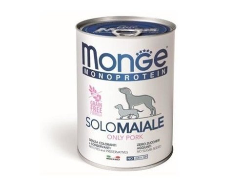 MONGE DOG MONOPROTEIN SOLO PORK Влажный корм Паштет Монж Монопротеиновый для взрослых собак Свинина (цена за упаковку) 400 гр х 24 шт