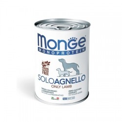 MONGE DOG MONOPROTEICO SOLO LAMB Влажный корм Паштет Монж Монопротеиновый для взрослых собак Ягнёнок (цена за упаковку) 400 гр х 24 шт