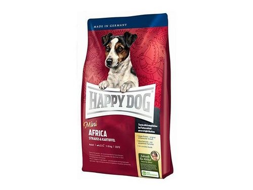 Сухой корм HAPPY DOG SUPREME MINI AFRICA STRAUSS & KARTOFFEL  Хэппи Дог для собак Мелких пород Африка (мясо Страуса) 4 кг