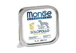 MONGE DOG MONOPROTEICO SOLO CHICKEN Влажный корм Паштет Монж Монопротеиновый для взрослых собак Курица (цена за упаковку) 150 гр х 24 шт