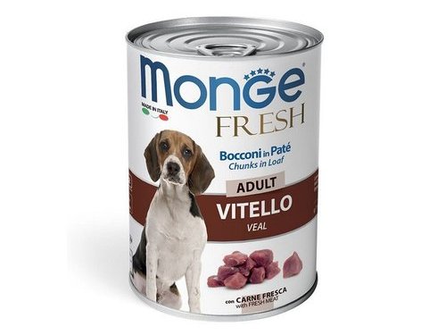 MONGE DOG FRESH ADULT CHUNKS IN LOAF VEAL Влажный корм Консервы Монж для взрослых собак Мясной рулет с Телятиной (цена за упаковку) 400 гр х 24 шт
