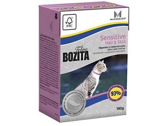 Влажный корм BOZITA FELINE FUNKTION SENSITIVE HAIR & SKIN   Бозита для кошек с Чувствительной кожей и шерстью кусочки в желе Лосось (цена за упаковку) 190 гр х 16 шт