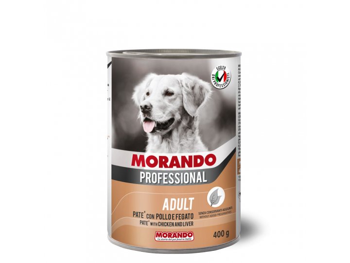 Консервы Morando Professional влажный корм  для собак паштет с курицей и печенью, 400 гр х 24 шт / цена за упаковку /