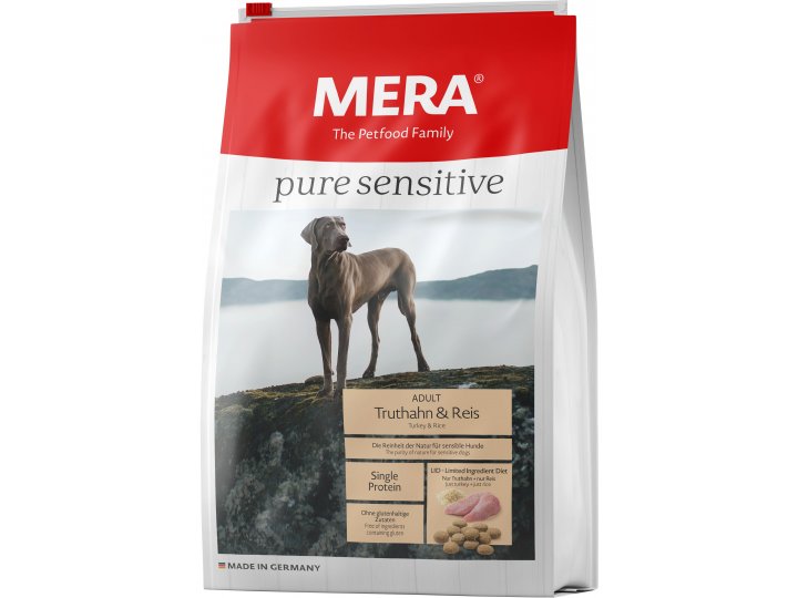 Сухой корм MERA PURE SENSITIVE ADULT SENSITIVE TRUTHAHN & REIS для взрослых собак, с индейкой и рисом 12,5 кг