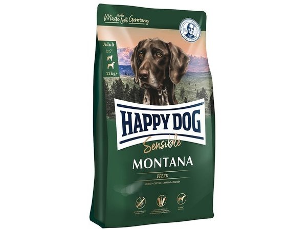 Сухой корм Happy Dog Supreme Sensible Mоntana для взрослых собак средних и крупных пород при пищевой аллергии и чувствительном пищеварении с кониной 4 кг