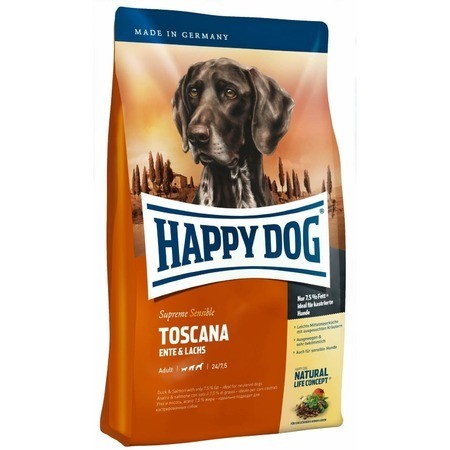 Сухой корм Happy Dog Adult Supreme Sensible Toscana для взрослых собак c чувствительным пищеварением с уткой и лососем 12,5 кг