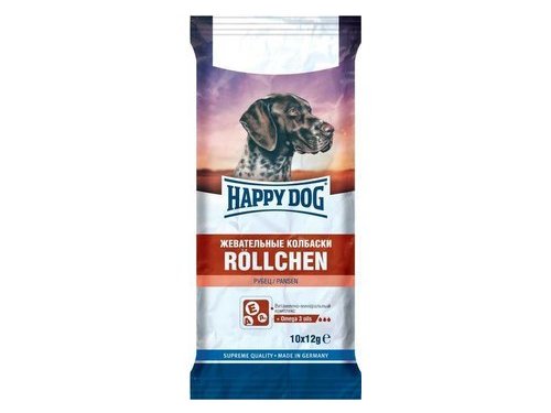 Лакомство для собак HAPPY DOG ROLLCHEN  Жевательные Колбаски с Рубцом 120 гр