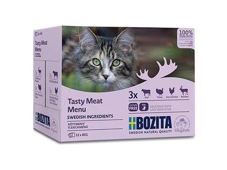BOZITA MEAT MULTIBOX Паучи Бозита для взрослых кошек кусочки в соусе Мясной микс (цена за упаковку) 85 гр х 12 шт