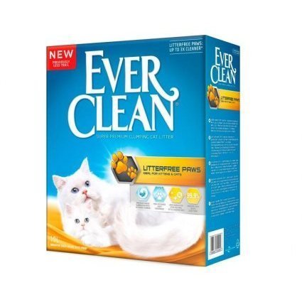 EVER CLEAN LITTER FREE PAWS Наполнитель для кошачьего туалета комкующийся Эвер Клин для Котят и Длинношерстных кошек Жёлтый 6 л