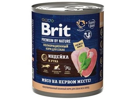 Влажный корм BRIT PREMIUM BY NATURE Консервы Брит для собак всех пород Индейка и Утка (цена за упаковку) Новинка 850г x 6шт